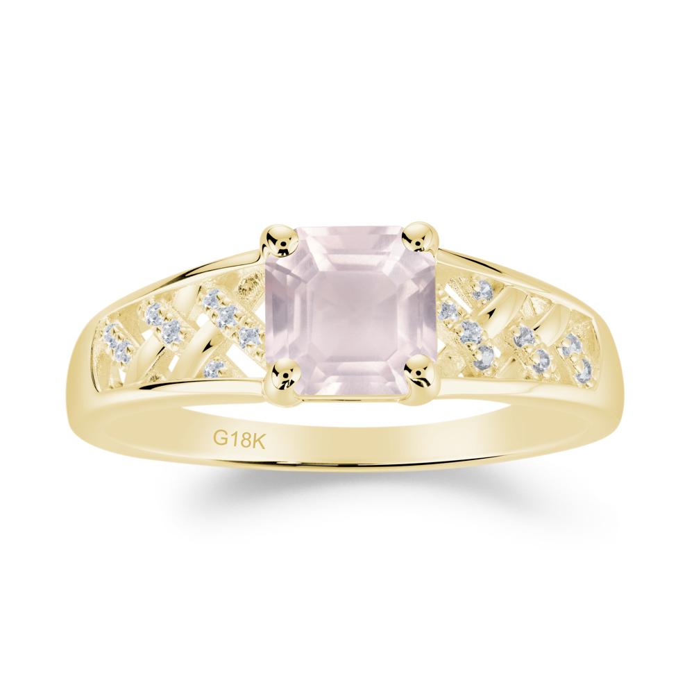 Vintage Braided Asscher Cut Rose Quartz Ring - LUO Jewelry #metal_18k yellow gold