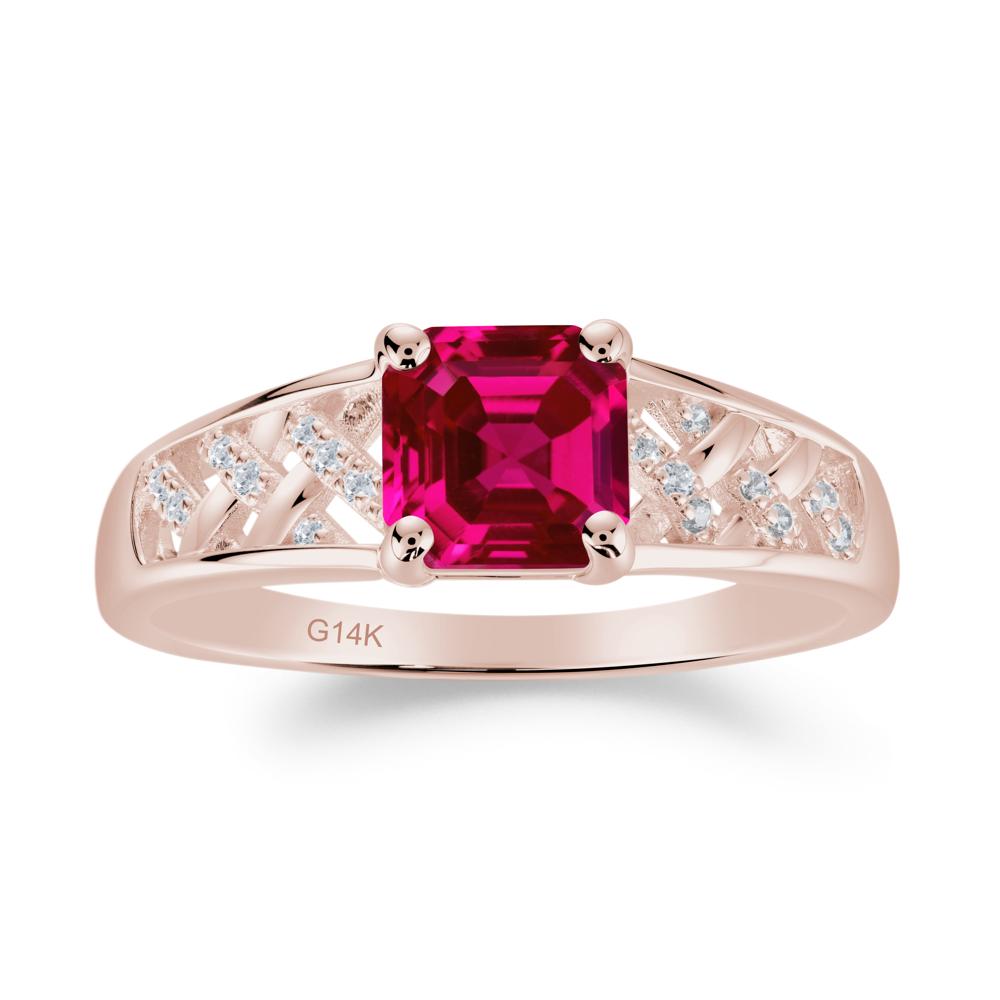 Vintage Braided Asscher Cut Ruby Ring - LUO Jewelry #metal_14k rose gold