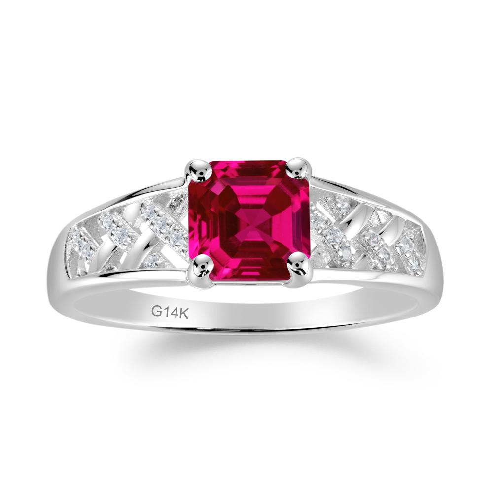 Vintage Braided Asscher Cut Ruby Ring - LUO Jewelry #metal_14k white gold