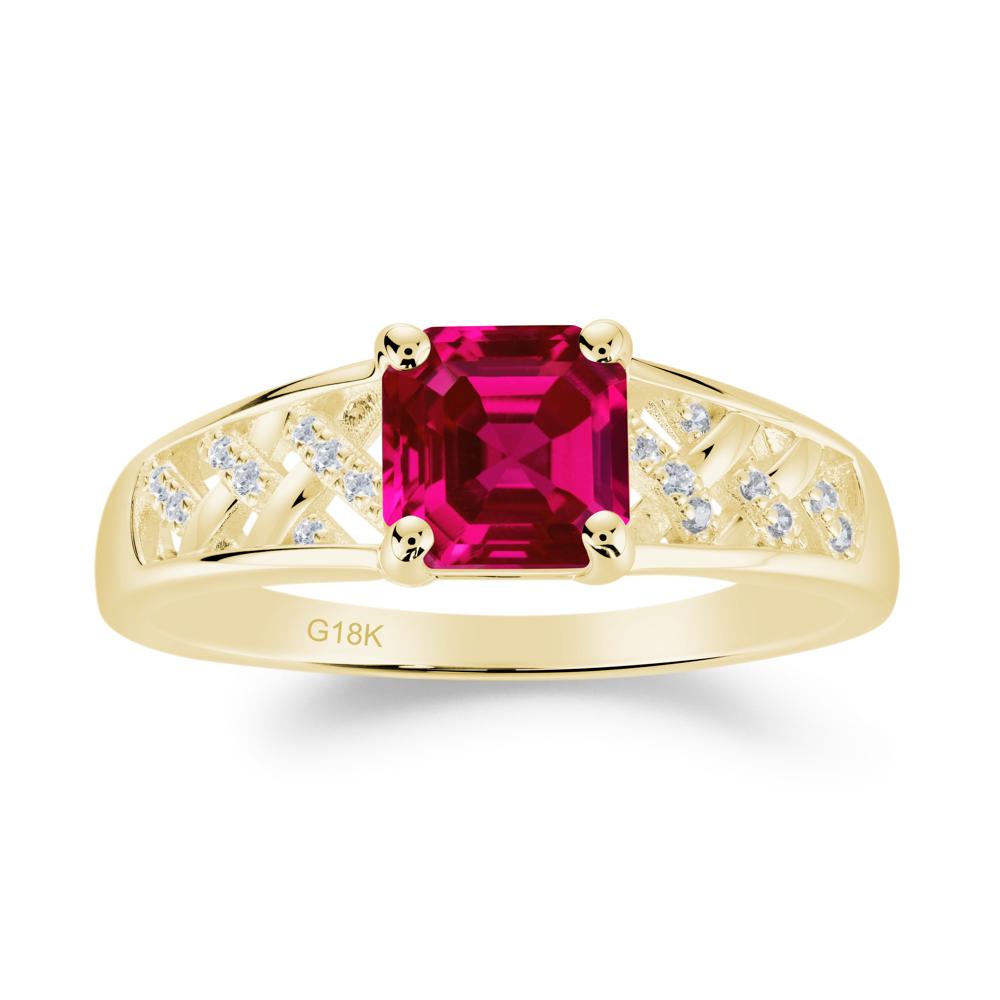 Vintage Braided Asscher Cut Ruby Ring - LUO Jewelry #metal_18k yellow gold