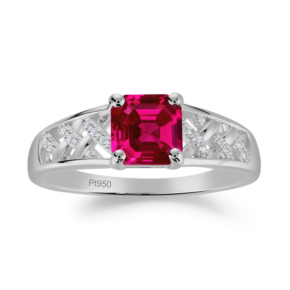 Vintage Braided Asscher Cut Ruby Ring - LUO Jewelry #metal_platinum