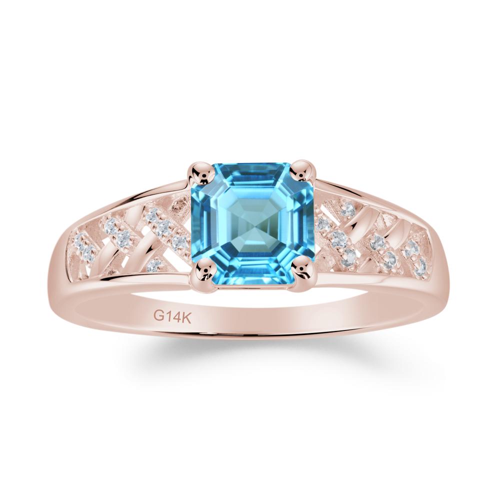 Delicate Swiss Blue Topaz Promise Ring - LUO Jewelry #metal_14k rose gold