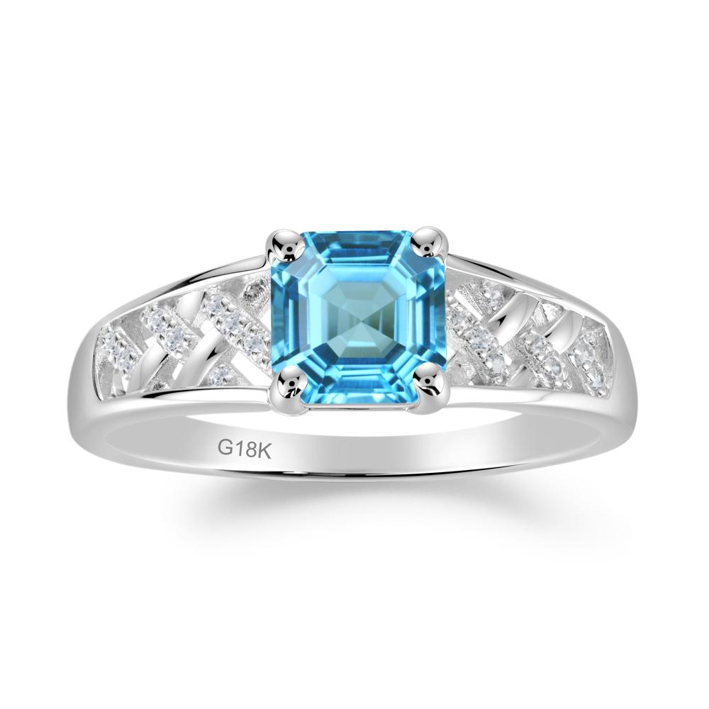 Delicate Swiss Blue Topaz Promise Ring - LUO Jewelry #metal_18k white gold