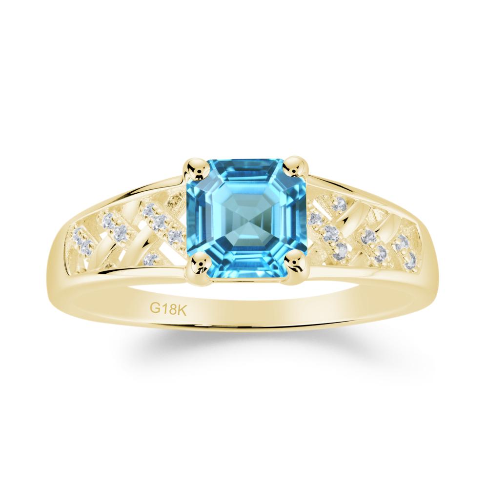 Delicate Swiss Blue Topaz Promise Ring - LUO Jewelry #metal_18k yellow gold
