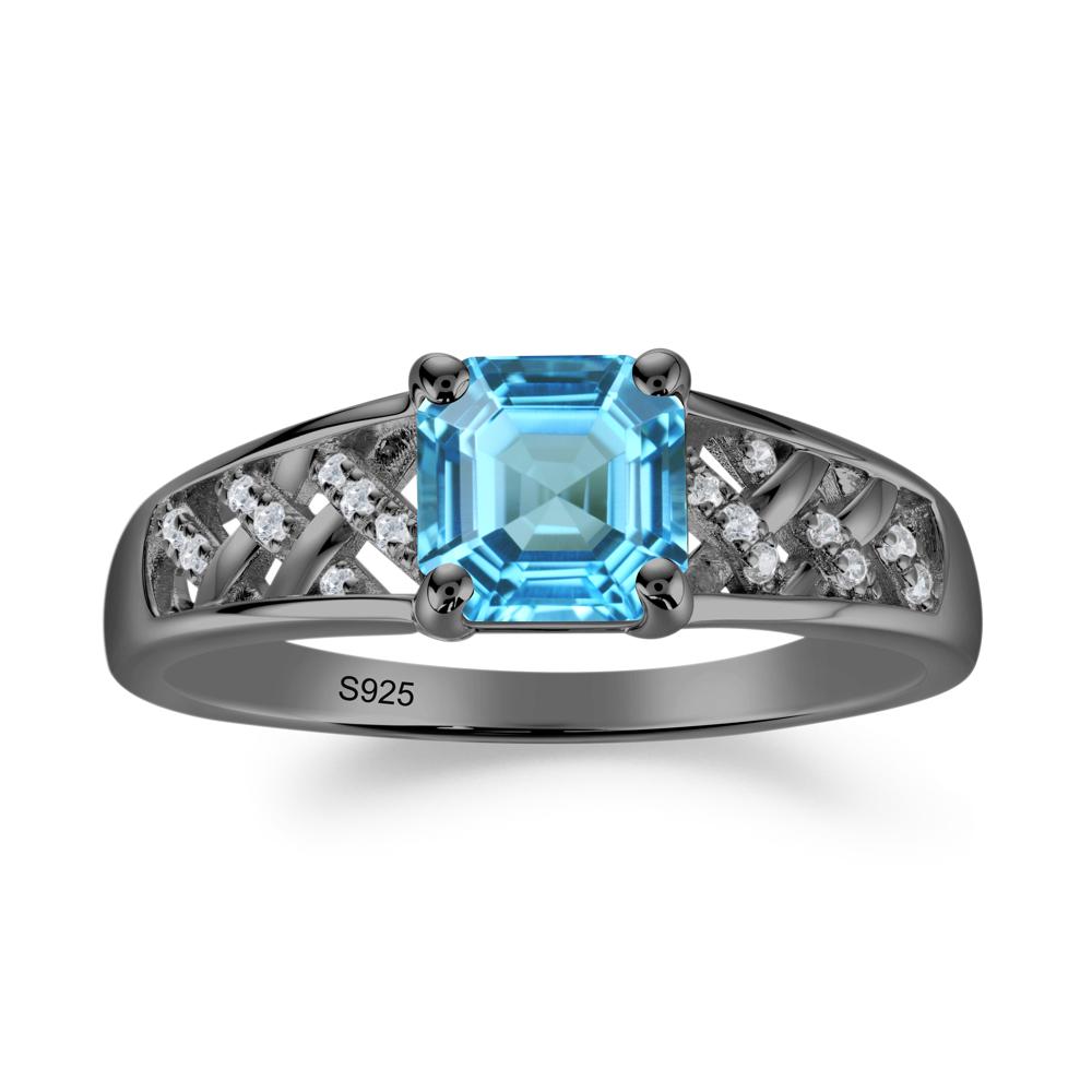 Delicate Swiss Blue Topaz Promise Ring - LUO Jewelry #metal_black finish sterling silver