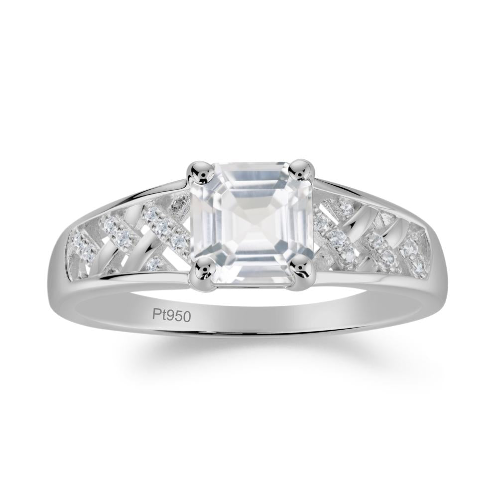 Vintage Braided Asscher Cut White Topaz Ring - LUO Jewelry #metal_platinum