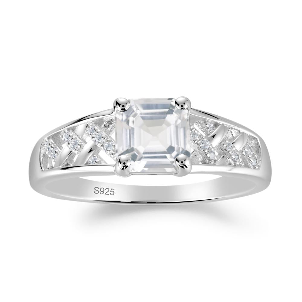 Vintage Braided Asscher Cut White Topaz Ring - LUO Jewelry #metal_sterling silver