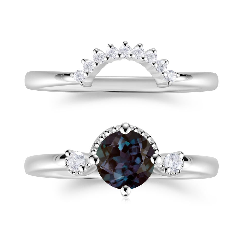 Vintage Sapphire Bridal Promise Ring Set - LUO Jewelry #gemstone_Alexandrite