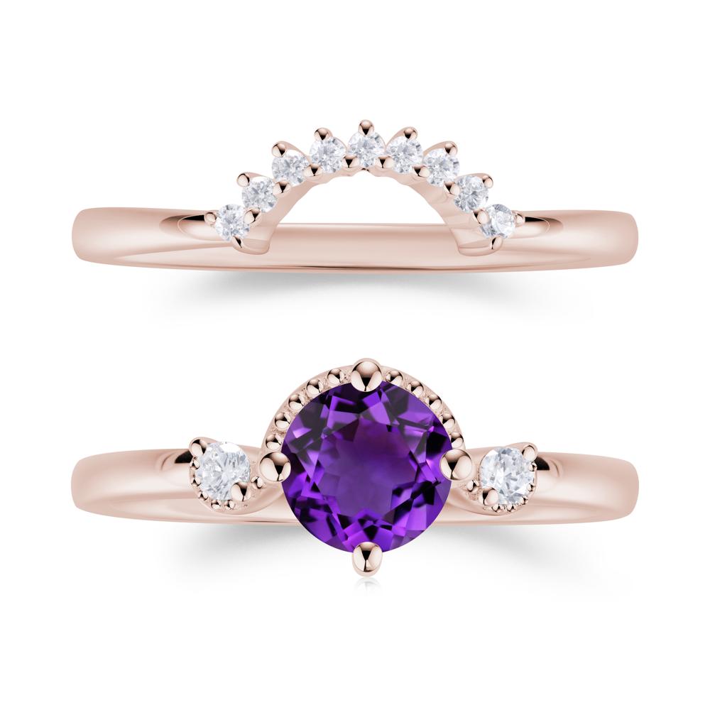 Vintage Sapphire Bridal Promise Ring Set - LUO Jewelry #gemstone_Amethyst