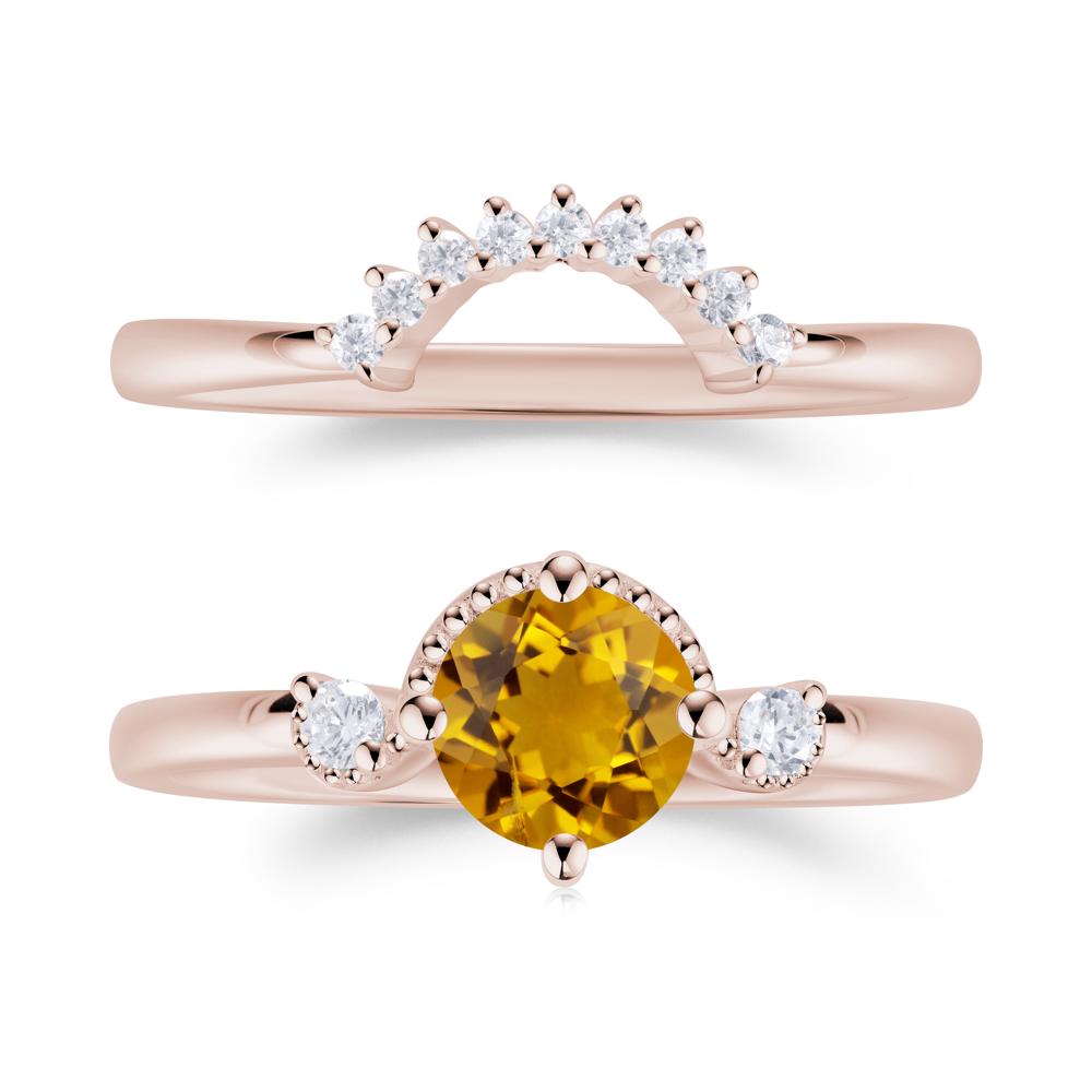 Vintage Sapphire Bridal Promise Ring Set - LUO Jewelry #gemstone_Citrine