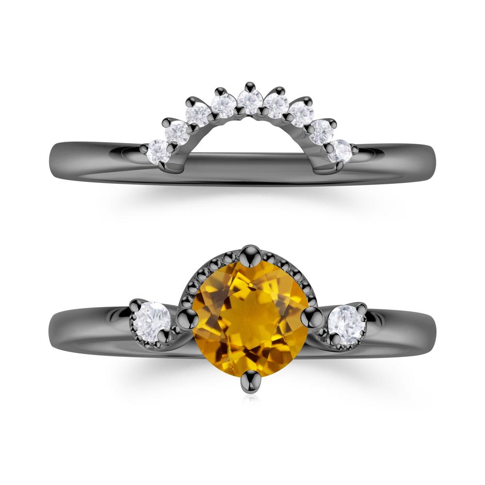 Vintage Sapphire Bridal Promise Ring Set - LUO Jewelry #gemstone_Citrine