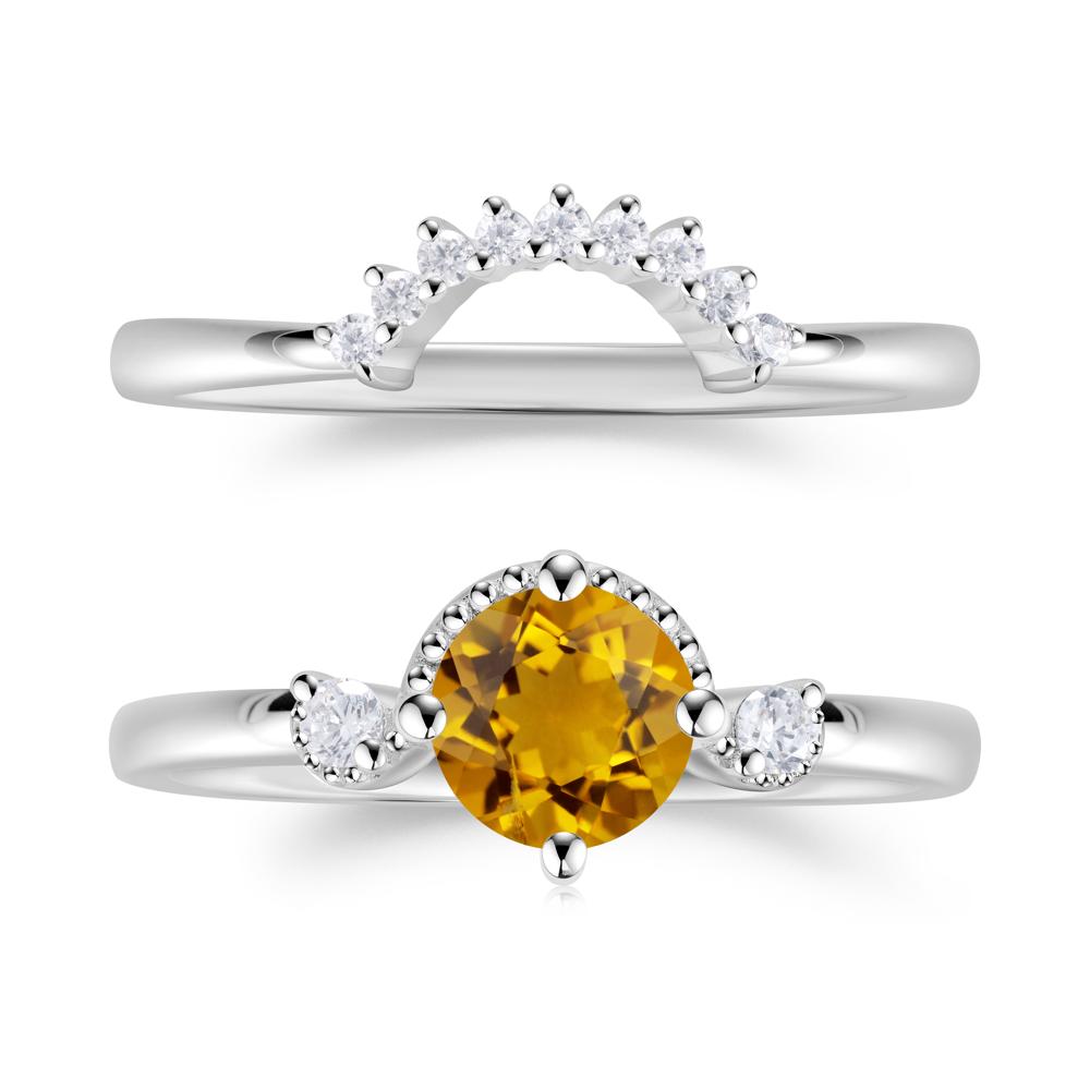 Vintage Sapphire Bridal Promise Ring Set - LUO Jewelry #gemstone_Citrine