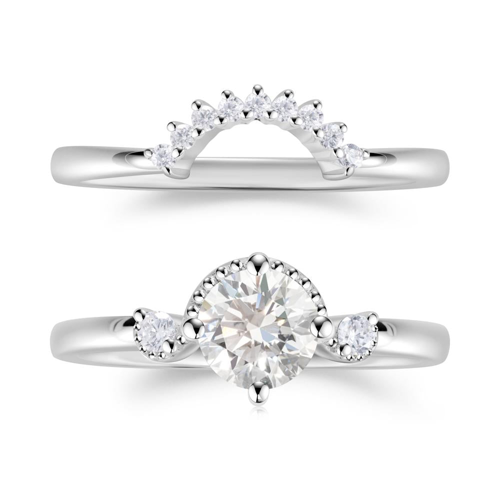 Vintage Sapphire Bridal Promise Ring Set - LUO Jewelry #gemstone_Diamond