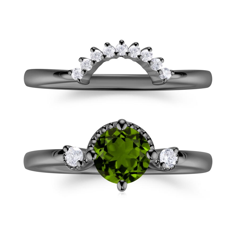 Vintage Sapphire Bridal Promise Ring Set - LUO Jewelry #gemstone_Diopside
