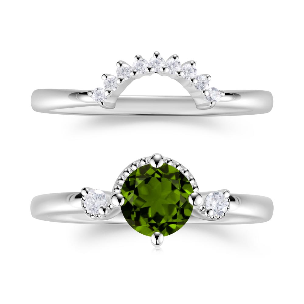 Vintage Sapphire Bridal Promise Ring Set - LUO Jewelry #gemstone_Diopside