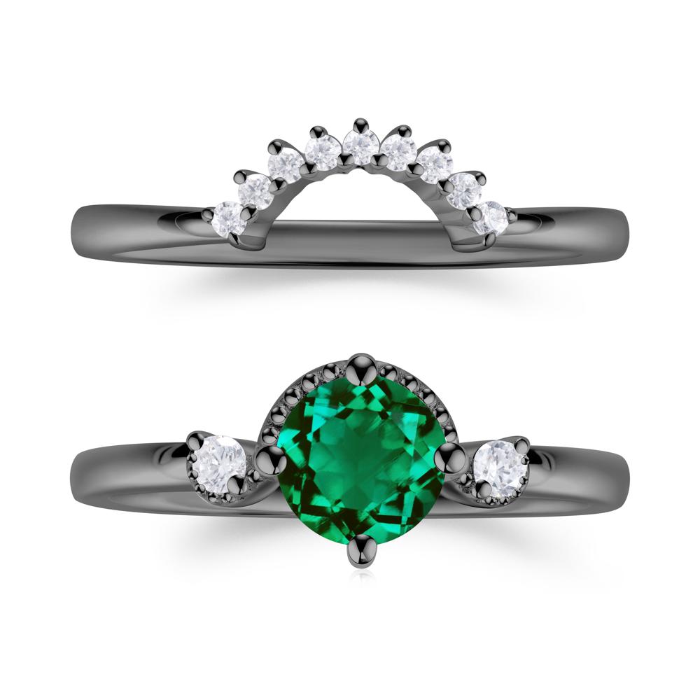 Vintage Sapphire Bridal Promise Ring Set - LUO Jewelry #gemstone_Emerald