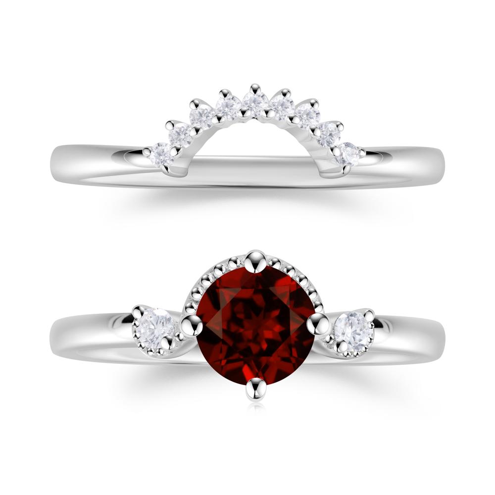 Vintage Sapphire Bridal Promise Ring Set - LUO Jewelry #gemstone_Garnet