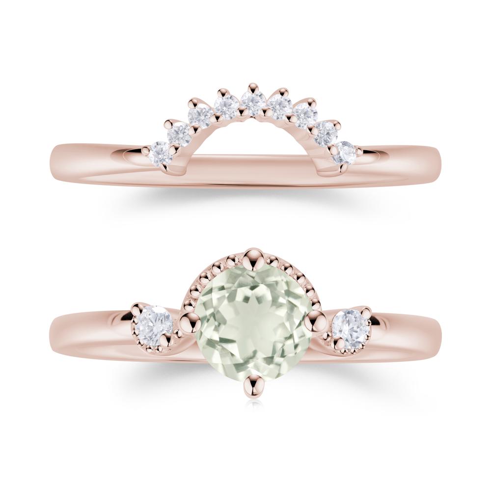 Vintage Sapphire Bridal Promise Ring Set - LUO Jewelry #gemstone_Green Amethyst
