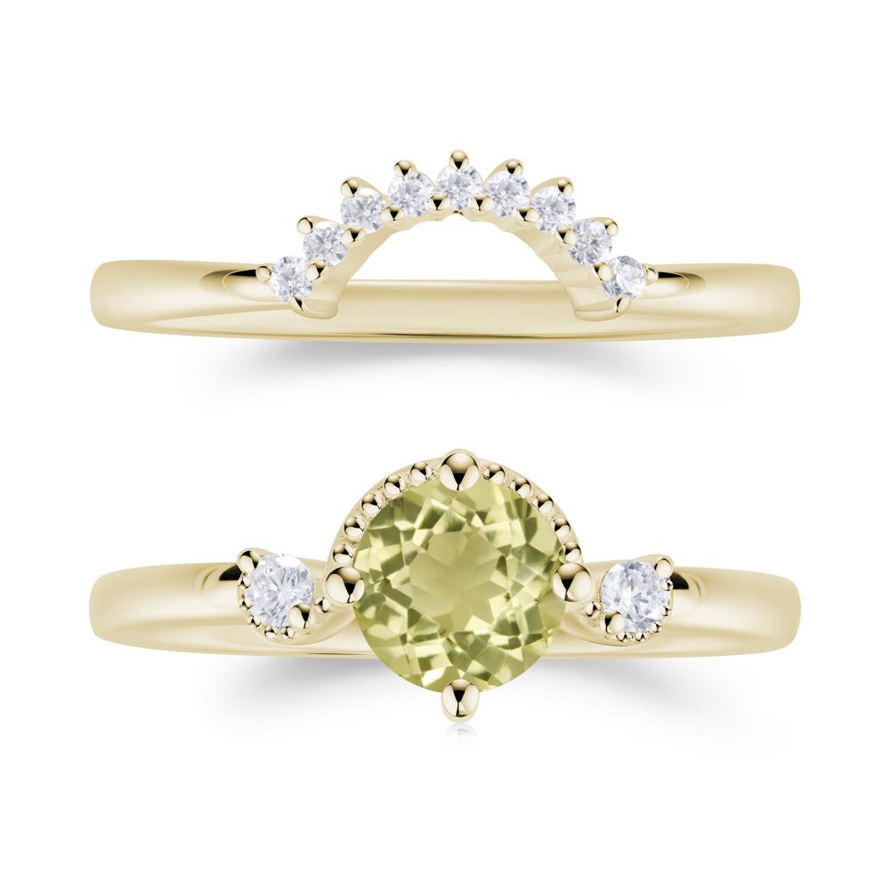 Vintage Sapphire Bridal Promise Ring Set - LUO Jewelry #gemstone_Lemon Quartz