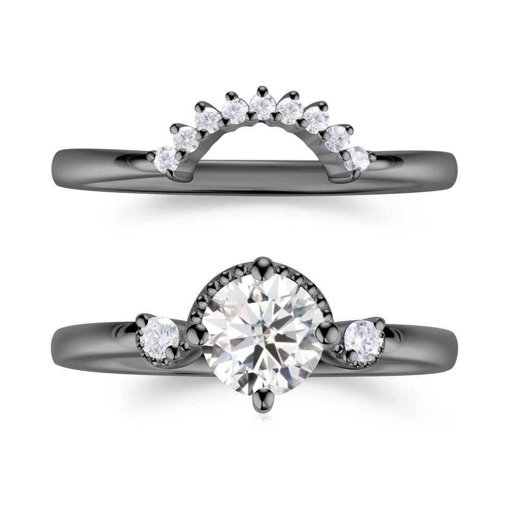 Vintage Sapphire Bridal Promise Ring Set - LUO Jewelry #gemstone_Moissanite