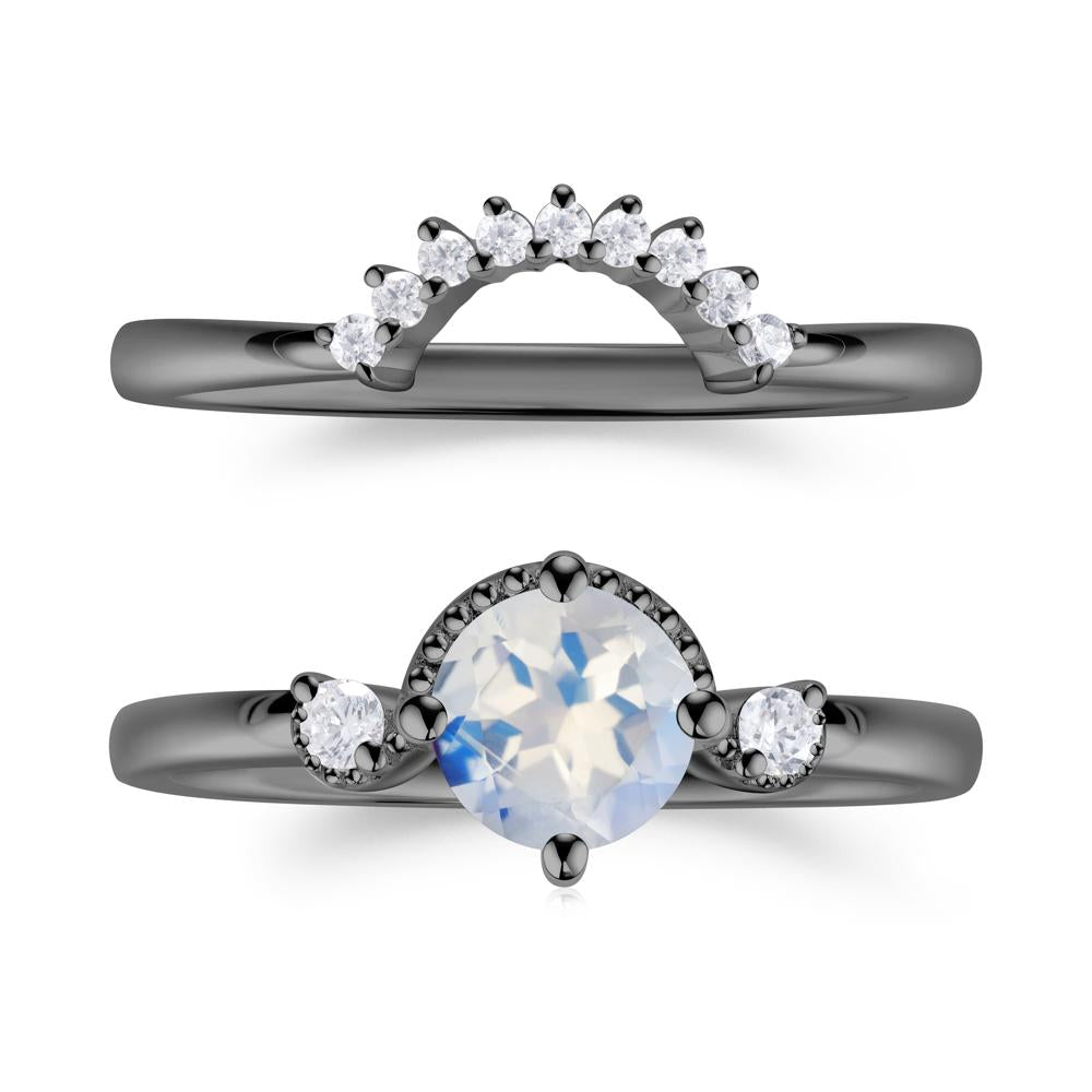 Vintage Sapphire Bridal Promise Ring Set - LUO Jewelry #gemstone_Moonstone