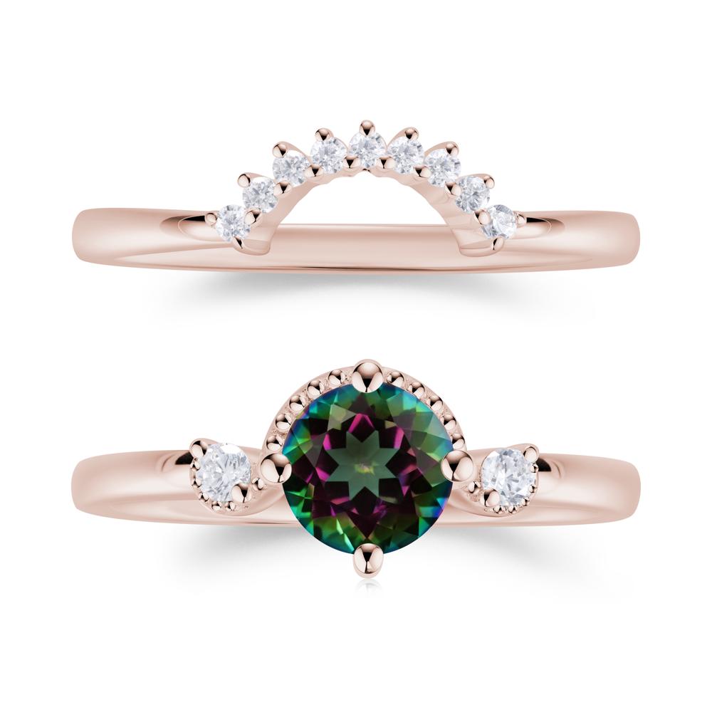 Vintage Sapphire Bridal Promise Ring Set - LUO Jewelry #gemstone_Mystic Topaz