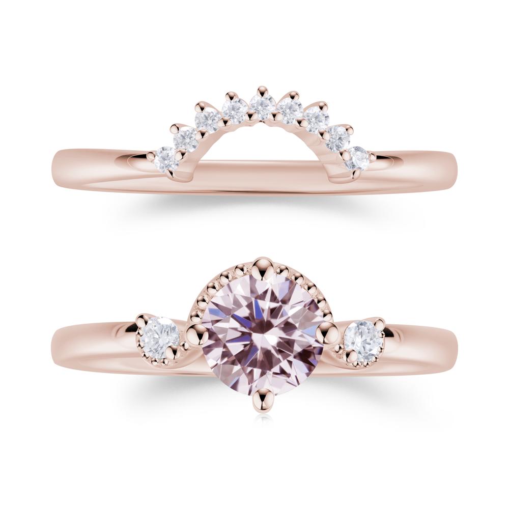 Vintage Sapphire Bridal Promise Ring Set - LUO Jewelry #gemstone_Pink Cubic Zirconia