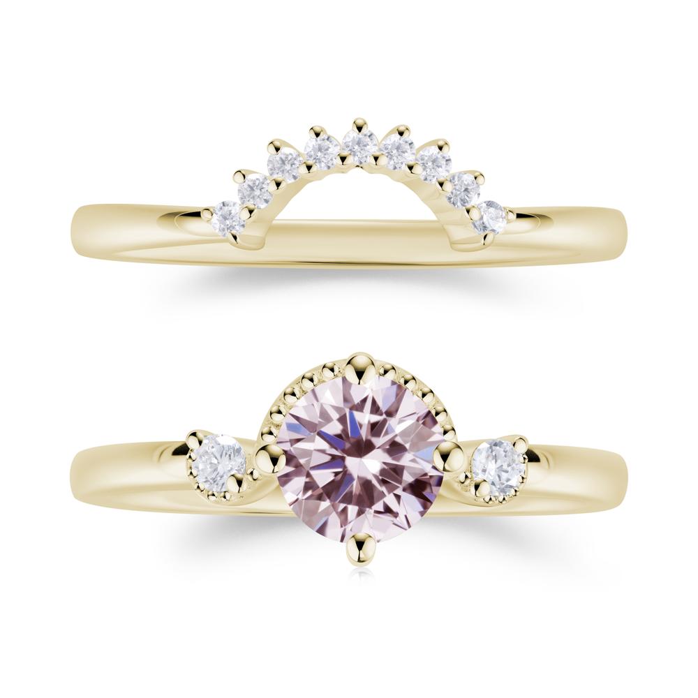Vintage Sapphire Bridal Promise Ring Set - LUO Jewelry #gemstone_Pink Cubic Zirconia