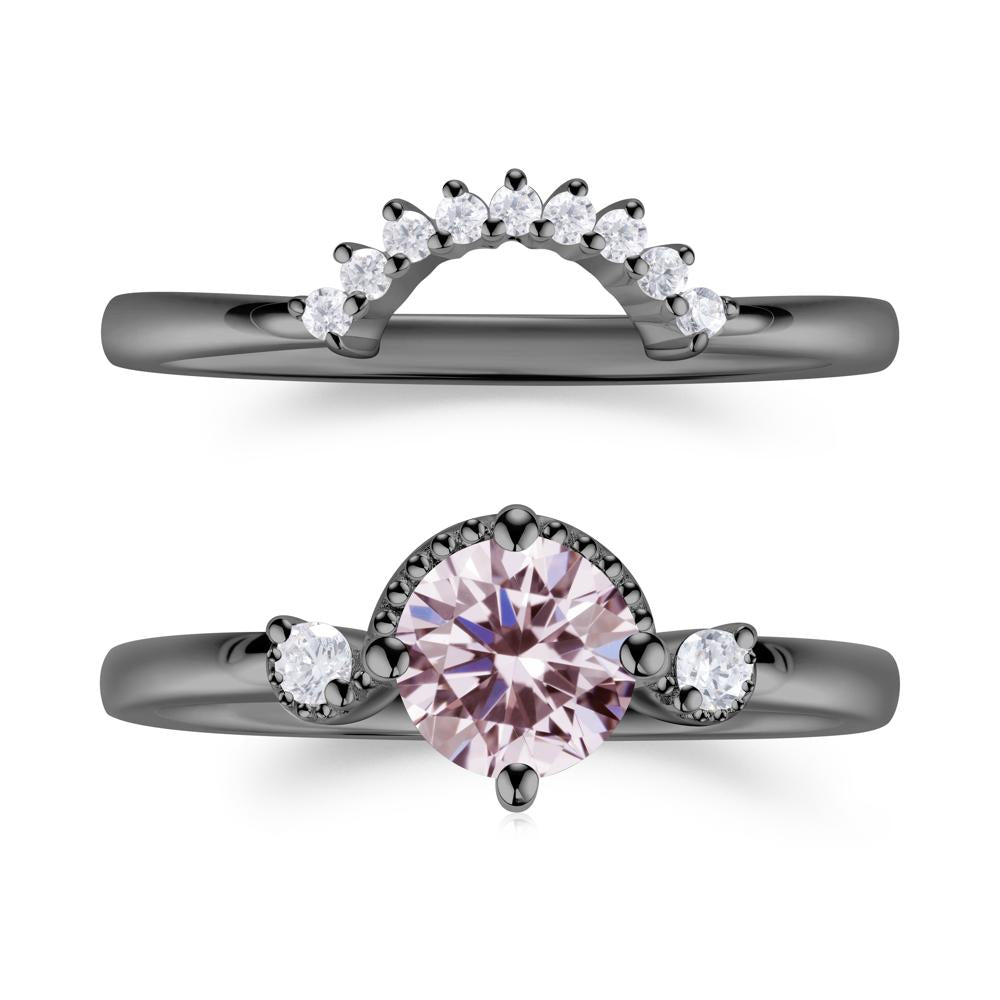Vintage Sapphire Bridal Promise Ring Set - LUO Jewelry #gemstone_Pink Cubic Zirconia