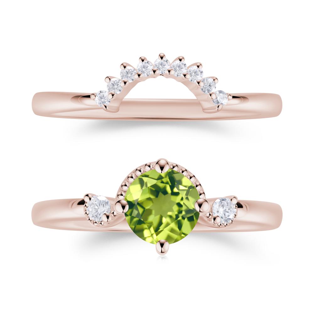 Vintage Sapphire Bridal Promise Ring Set - LUO Jewelry #gemstone_Peridot