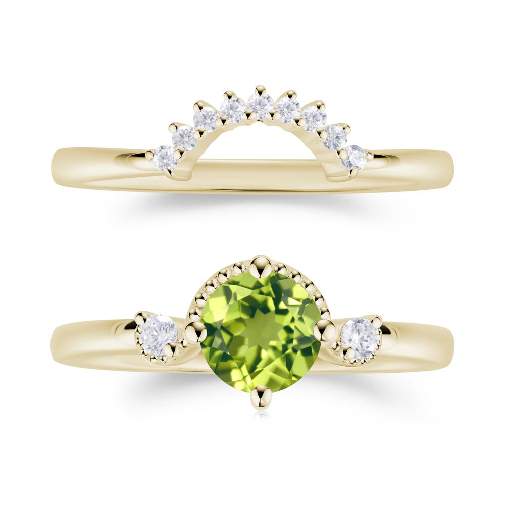 Vintage Sapphire Bridal Promise Ring Set - LUO Jewelry #gemstone_Peridot