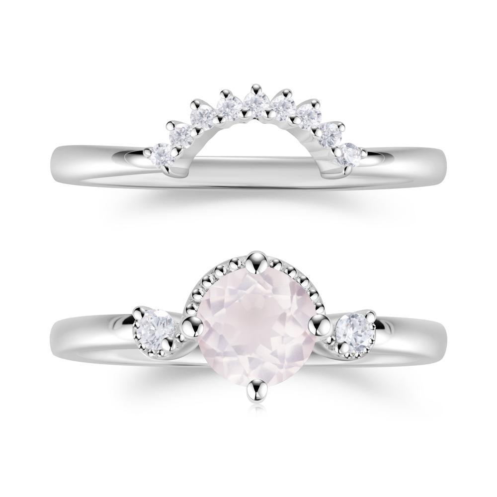 Vintage Sapphire Bridal Promise Ring Set - LUO Jewelry #gemstone_Rose Quartz