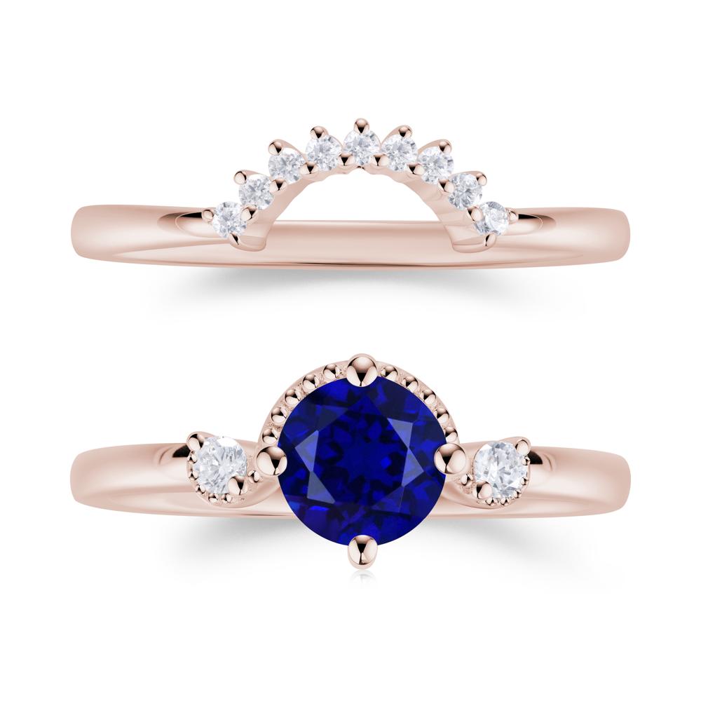 Vintage Sapphire Bridal Promise Ring Set - LUO Jewelry #gemstone_Sapphire