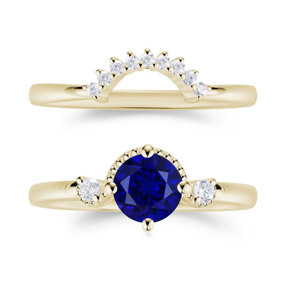Vintage Sapphire Bridal Promise Ring Set - LUO Jewelry #gemstone_Sapphire