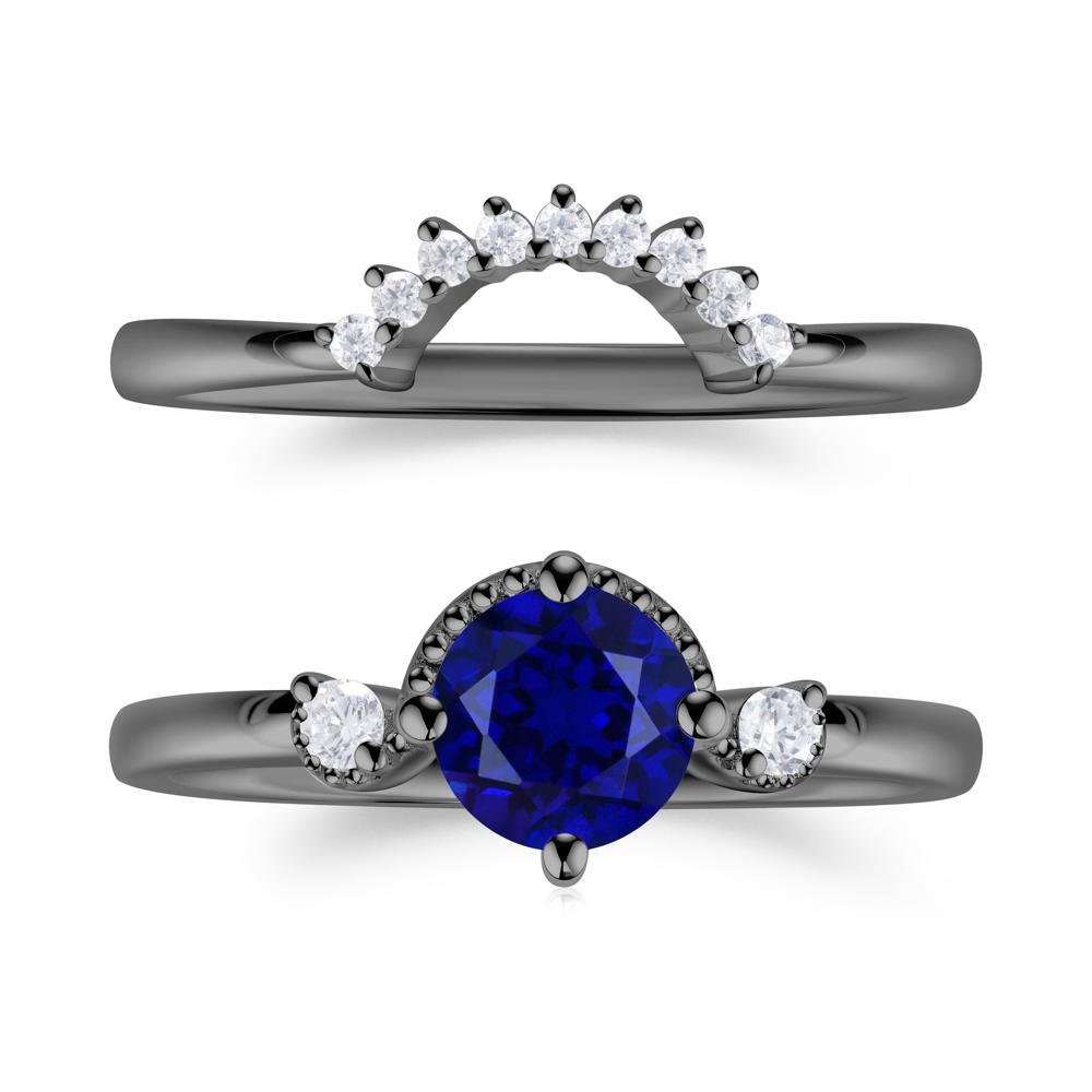 Vintage Sapphire Bridal Promise Ring Set - LUO Jewelry #gemstone_Sapphire