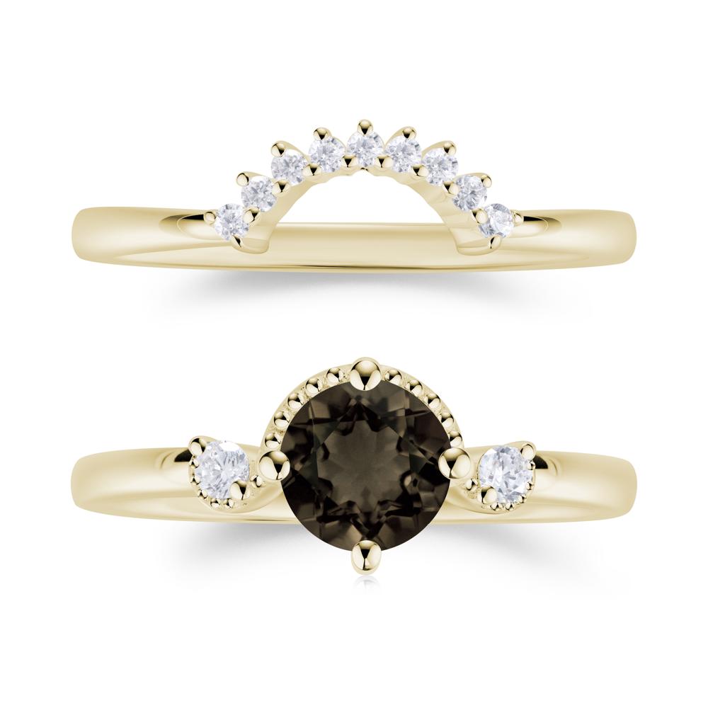 Vintage Sapphire Bridal Promise Ring Set - LUO Jewelry #gemstone_Smoky Quartz
