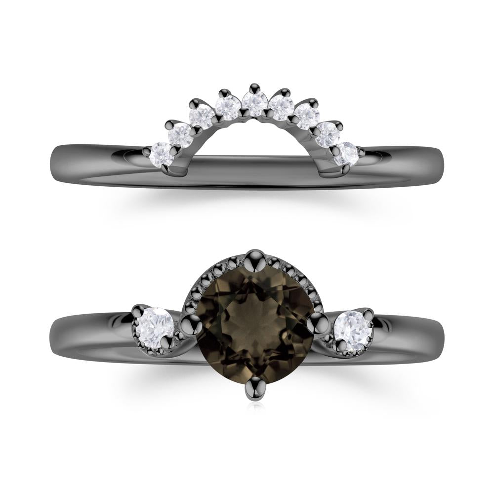 Vintage Sapphire Bridal Promise Ring Set - LUO Jewelry #gemstone_Smoky Quartz