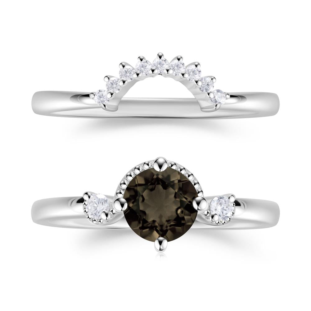 Vintage Sapphire Bridal Promise Ring Set - LUO Jewelry #gemstone_Smoky Quartz