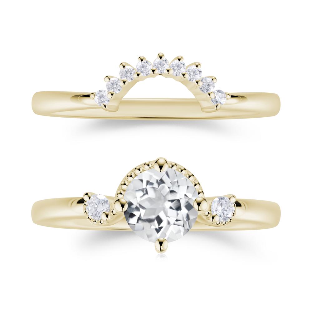 Vintage Sapphire Bridal Promise Ring Set - LUO Jewelry #gemstone_White Topaz