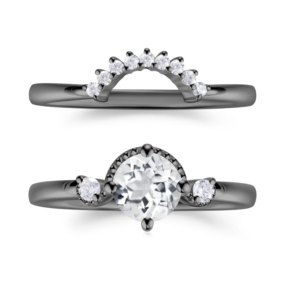 Vintage Sapphire Bridal Promise Ring Set - LUO Jewelry #gemstone_White Topaz