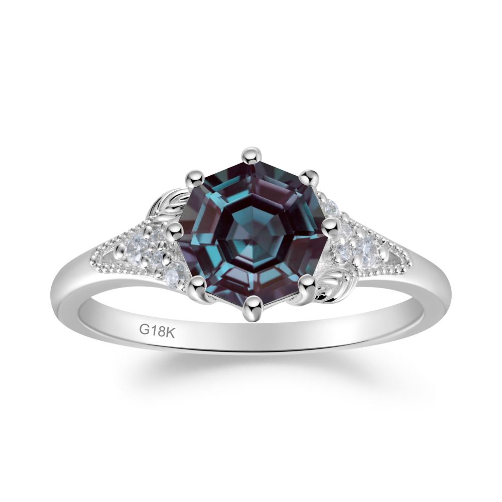 Filigree Octagon Alexandrite Ring - LUO Jewelry #metal_18k white gold