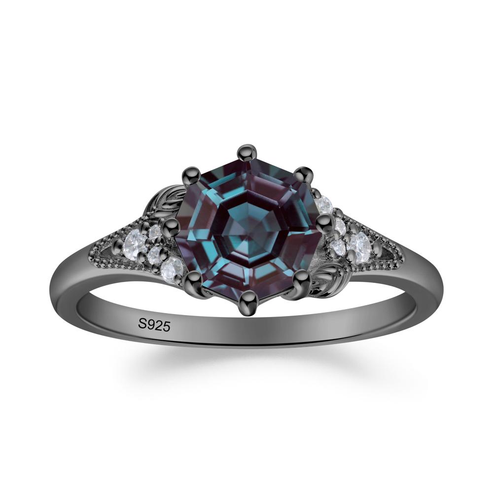 Filigree Octagon Alexandrite Ring - LUO Jewelry #metal_black finish sterling silver