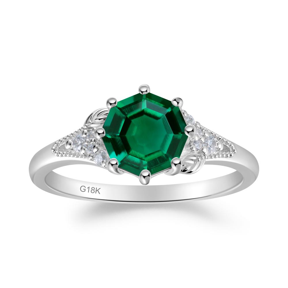 Emerald Leaf and Milgrain Ring - LUO Jewelry #metal_18k white gold
