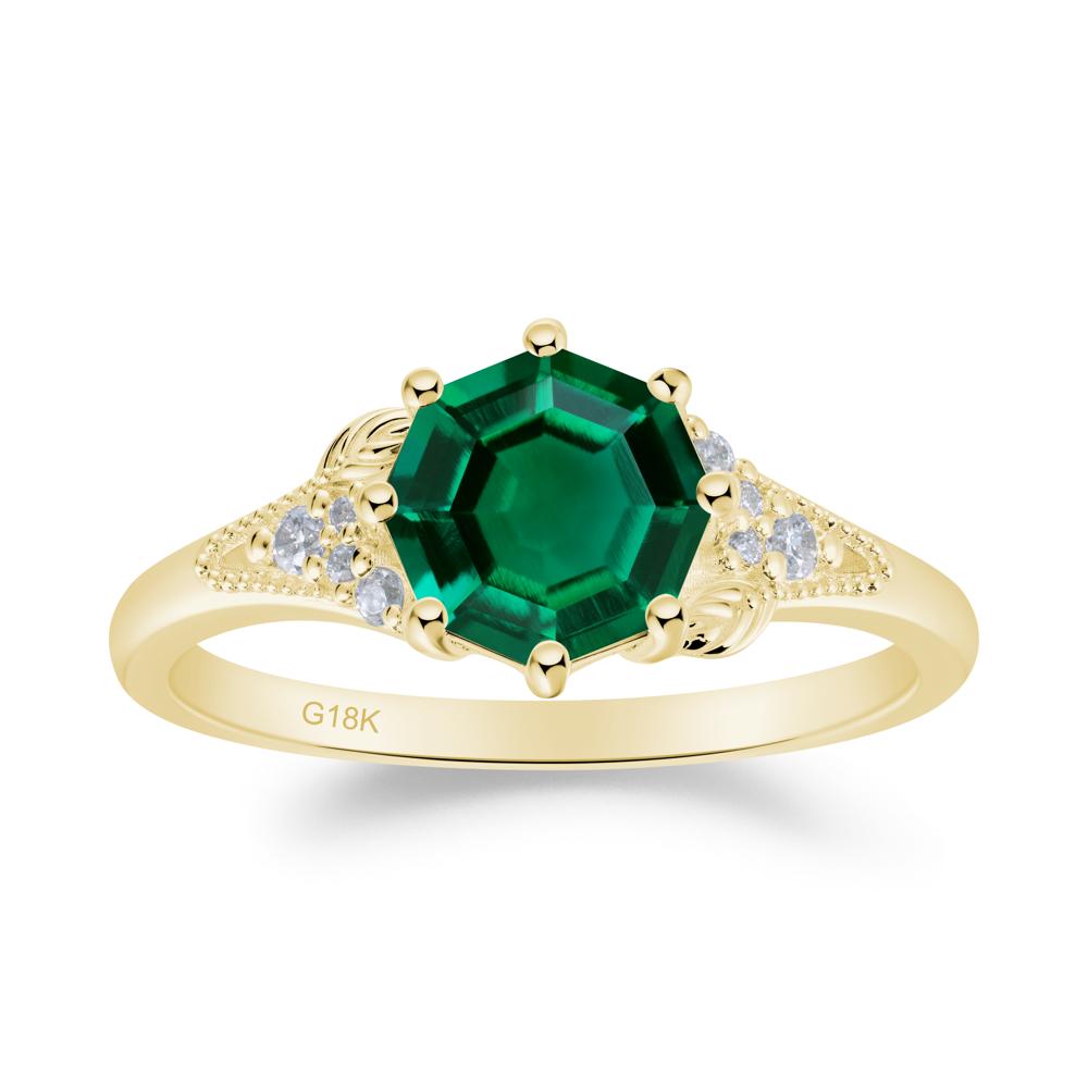 Emerald Leaf and Milgrain Ring - LUO Jewelry #metal_18k yellow gold
