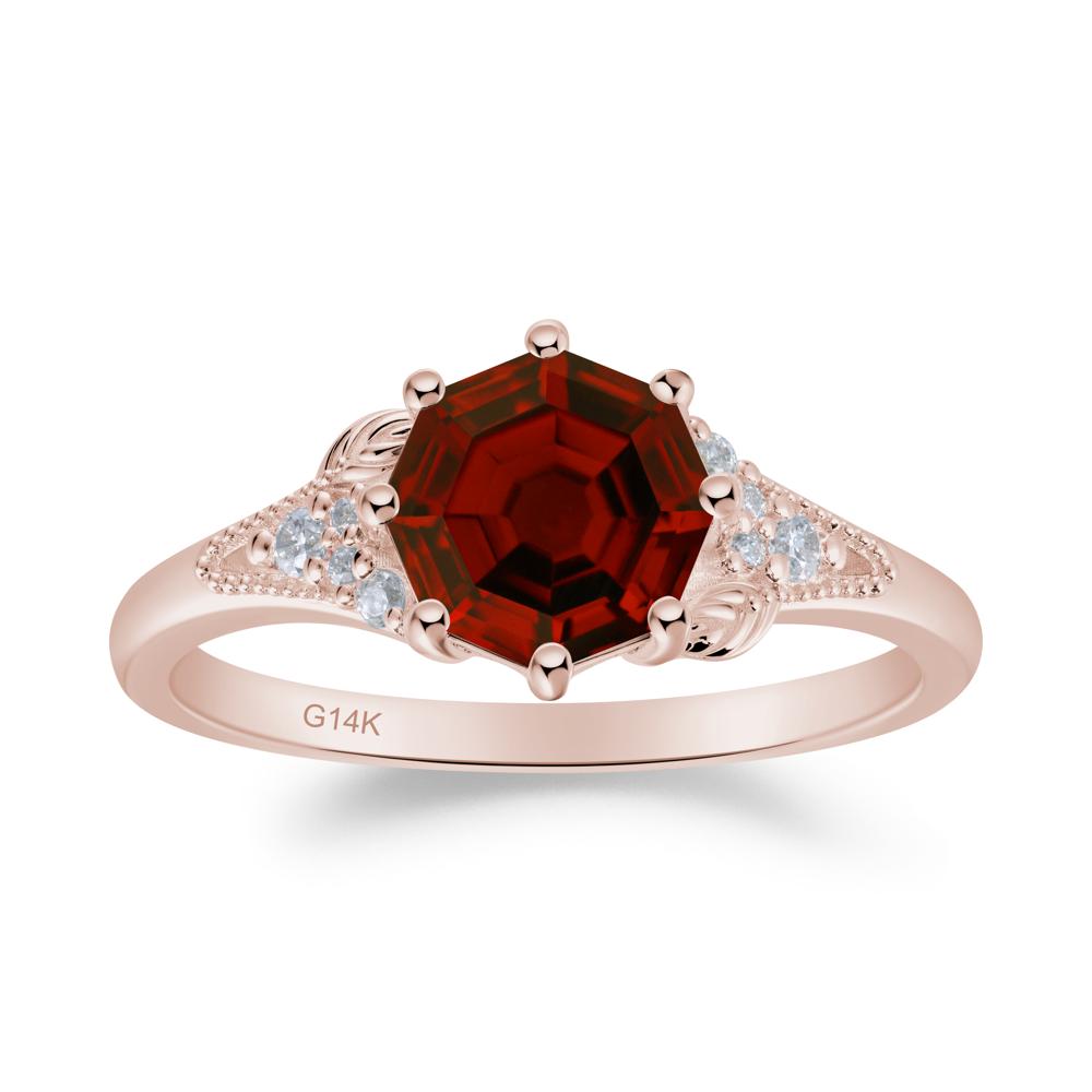 Garnet Leaf and Milgrain Ring - LUO Jewelry #metal_14k rose gold