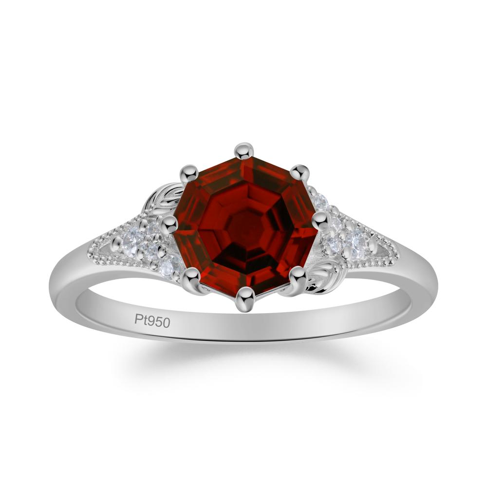 Garnet Leaf and Milgrain Ring - LUO Jewelry #metal_platinum
