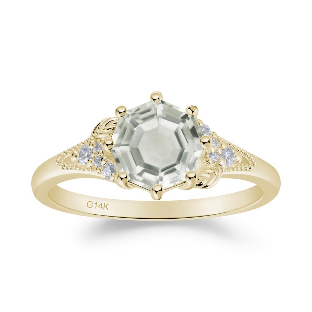 Filigree Octagon Green Amethyst Ring - LUO Jewelry #metal_14k yellow gold