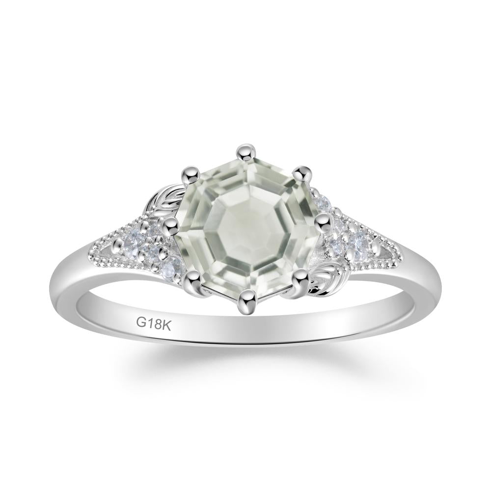 Filigree Octagon Green Amethyst Ring - LUO Jewelry #metal_18k white gold