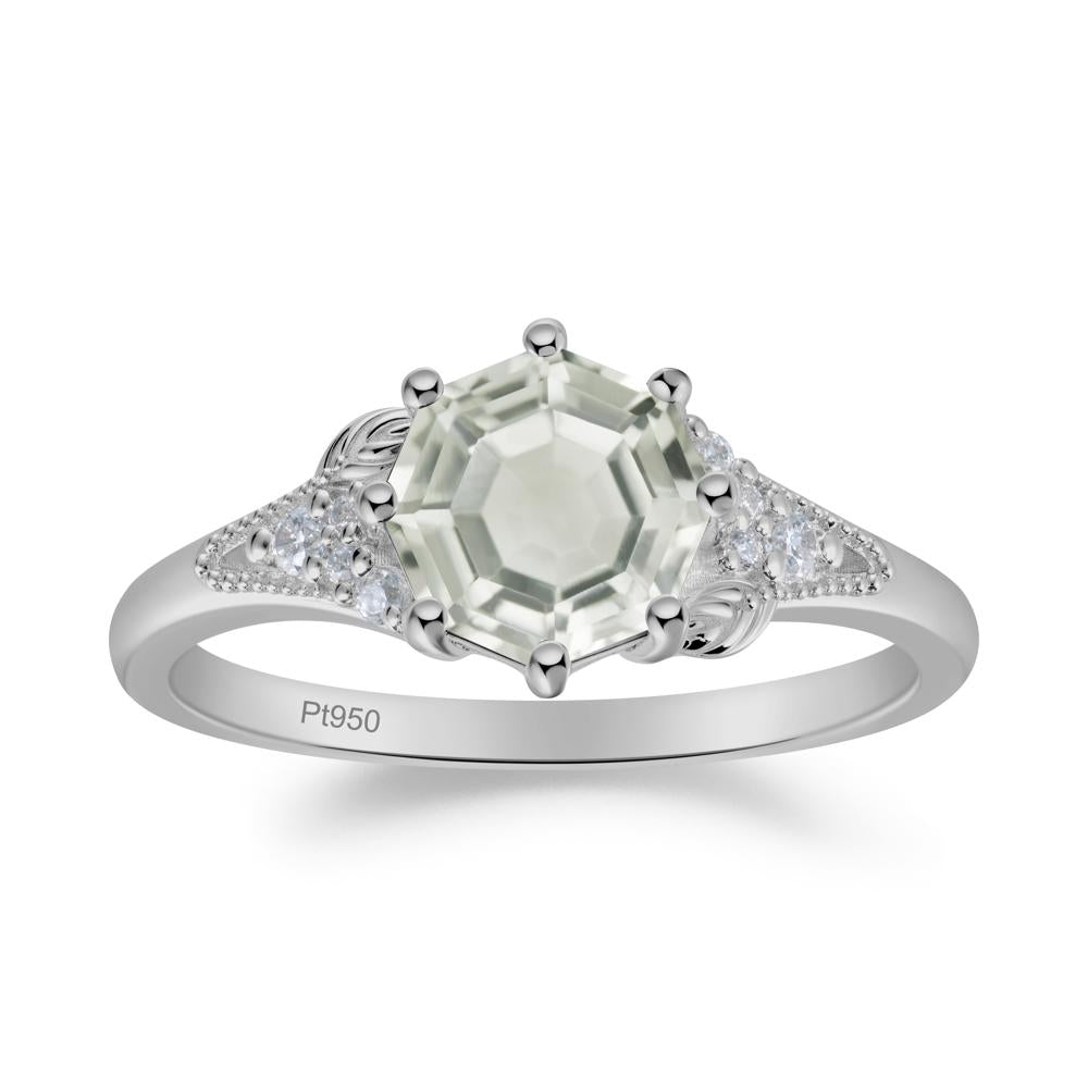 Filigree Octagon Green Amethyst Ring - LUO Jewelry #metal_platinum