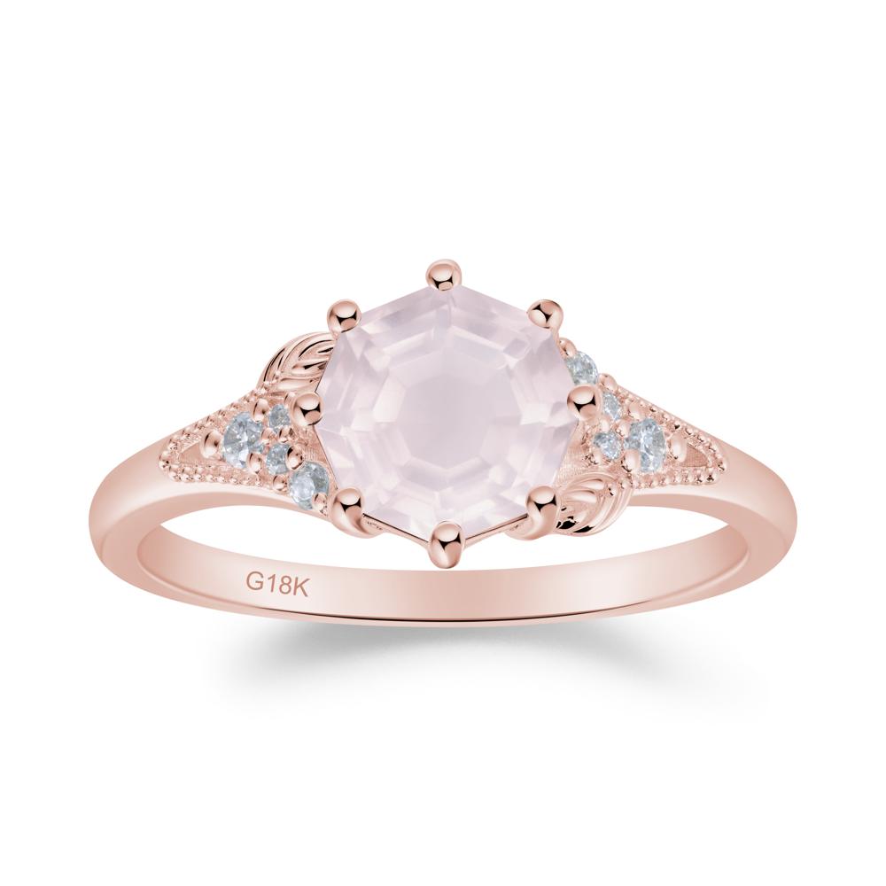 Rose Quartz Leaf and Milgrain Ring - LUO Jewelry #metal_18k rose gold